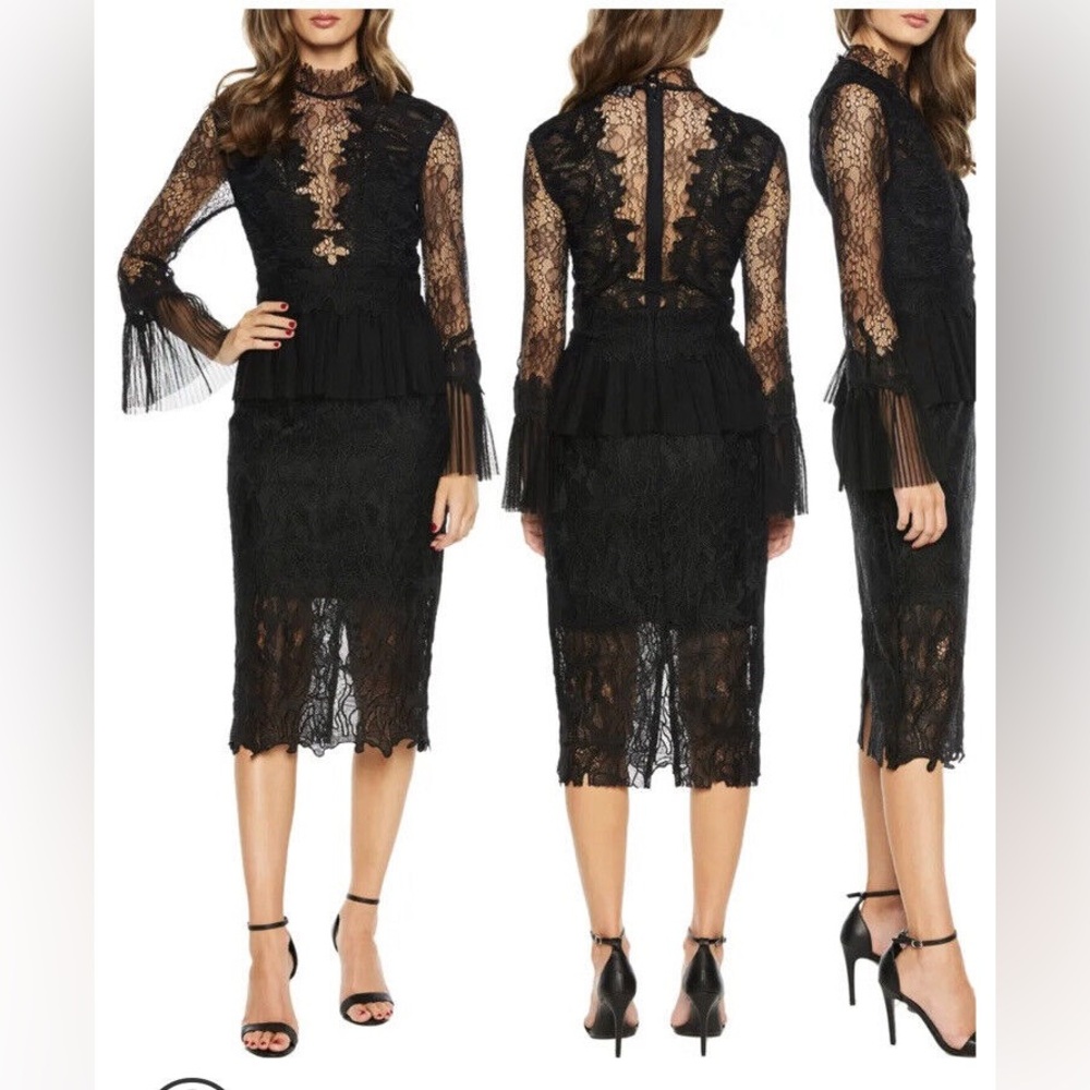 Bardot Black Lace Long Sleeve Dress